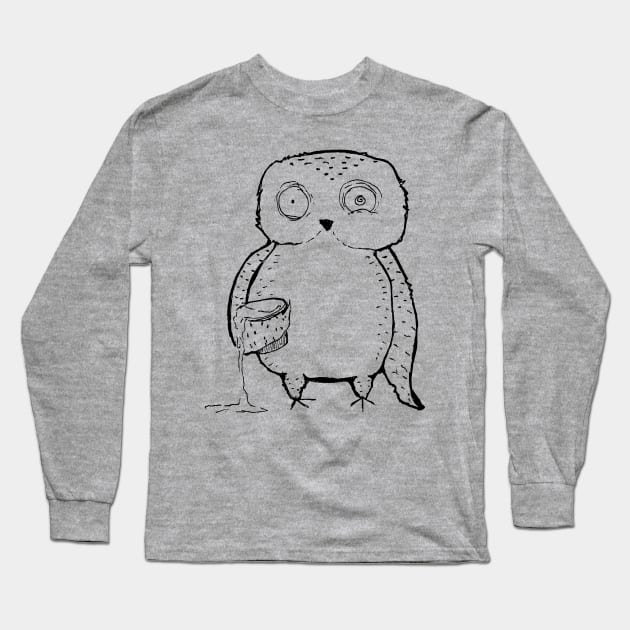 Inktober Night Owl Long Sleeve T-Shirt by UntidyVenus